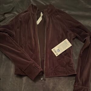 Lululemon Scuba Track Jacket & MR Wide Leg Pant Velvet Cord Espresso